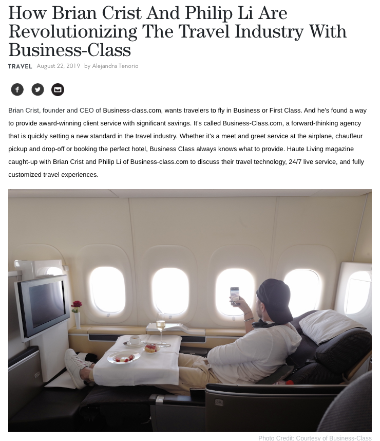 Business-Class.com Featured in Haute Living