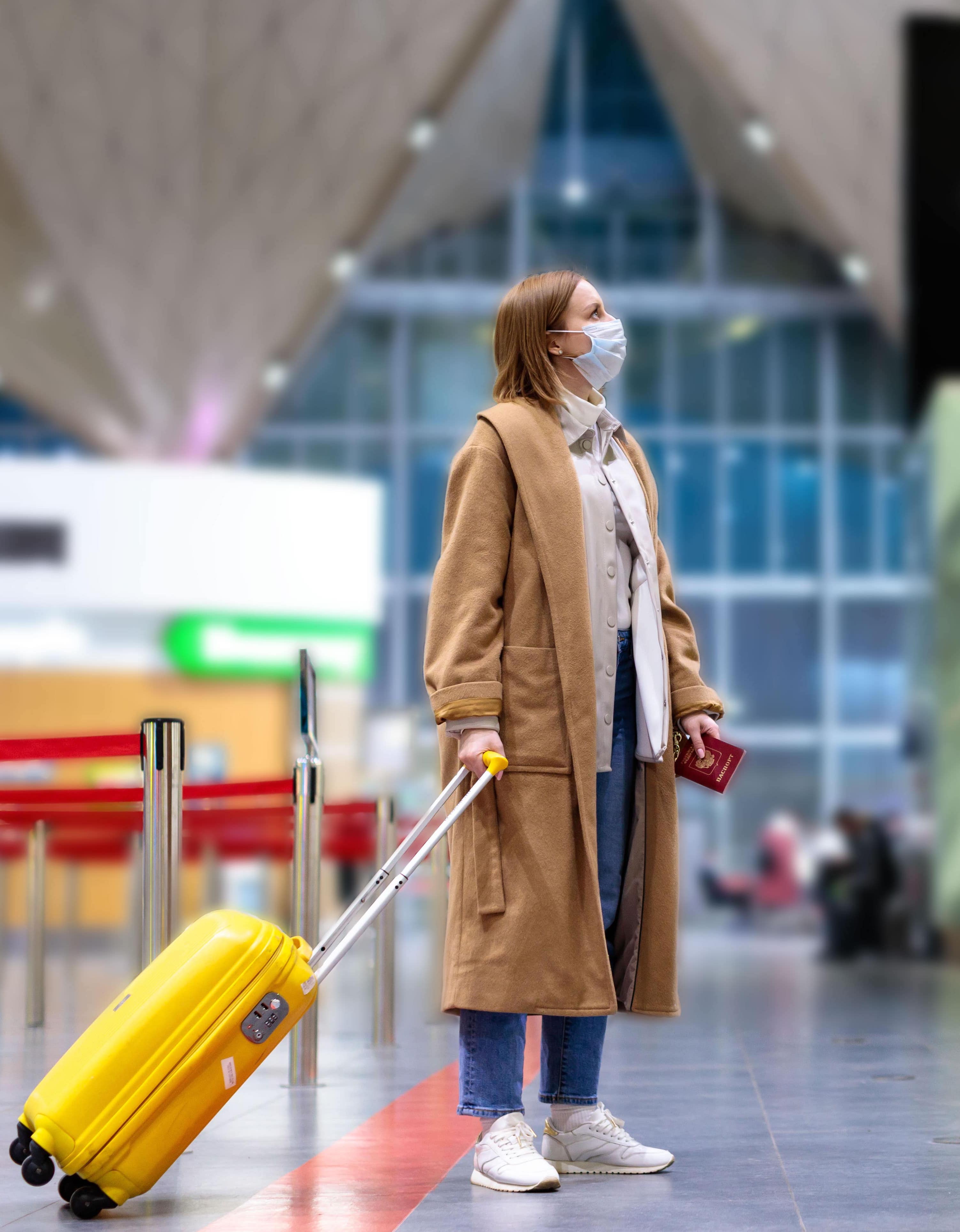 Woman in airport during Covid