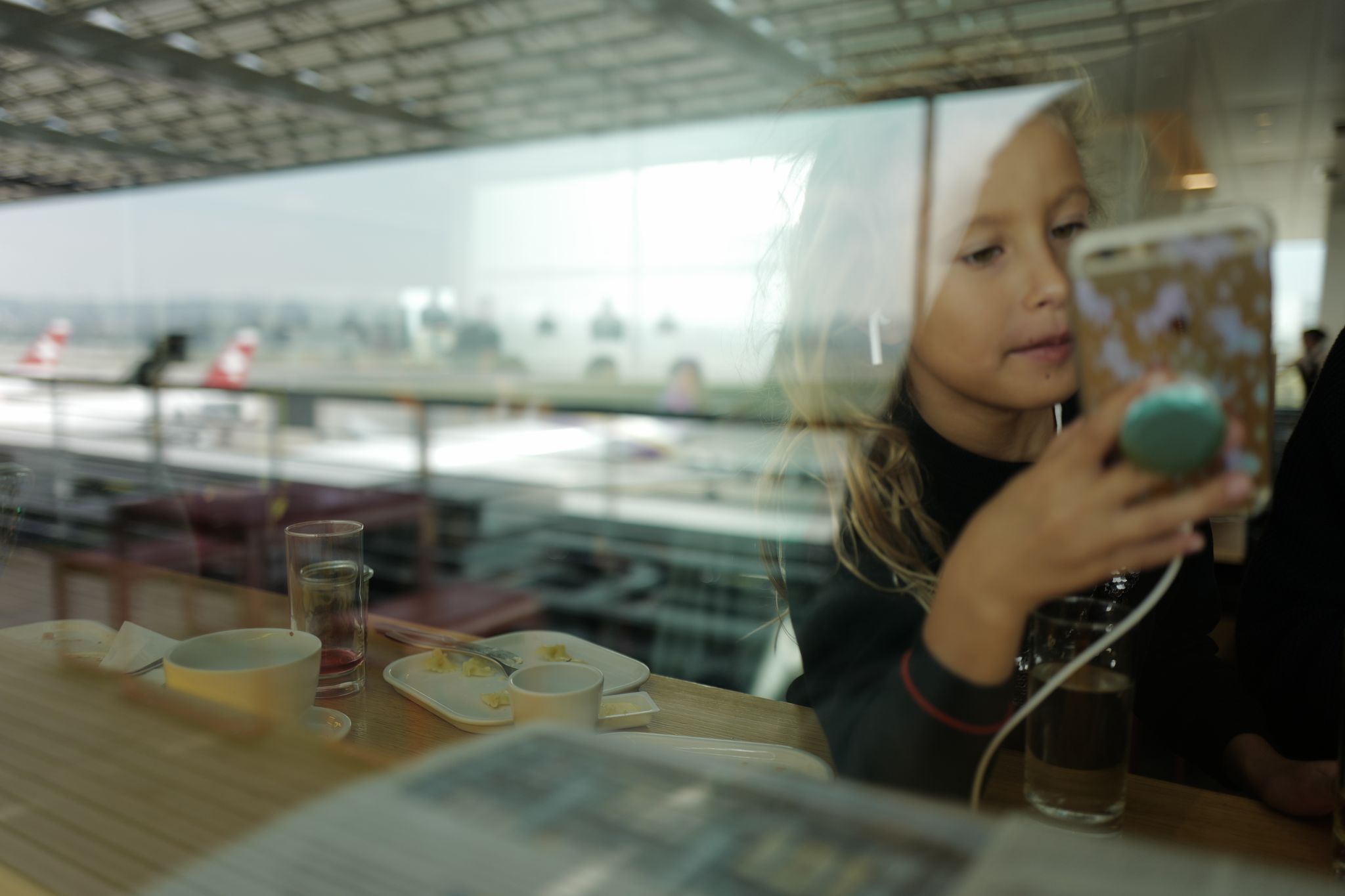 Child in airport lounge