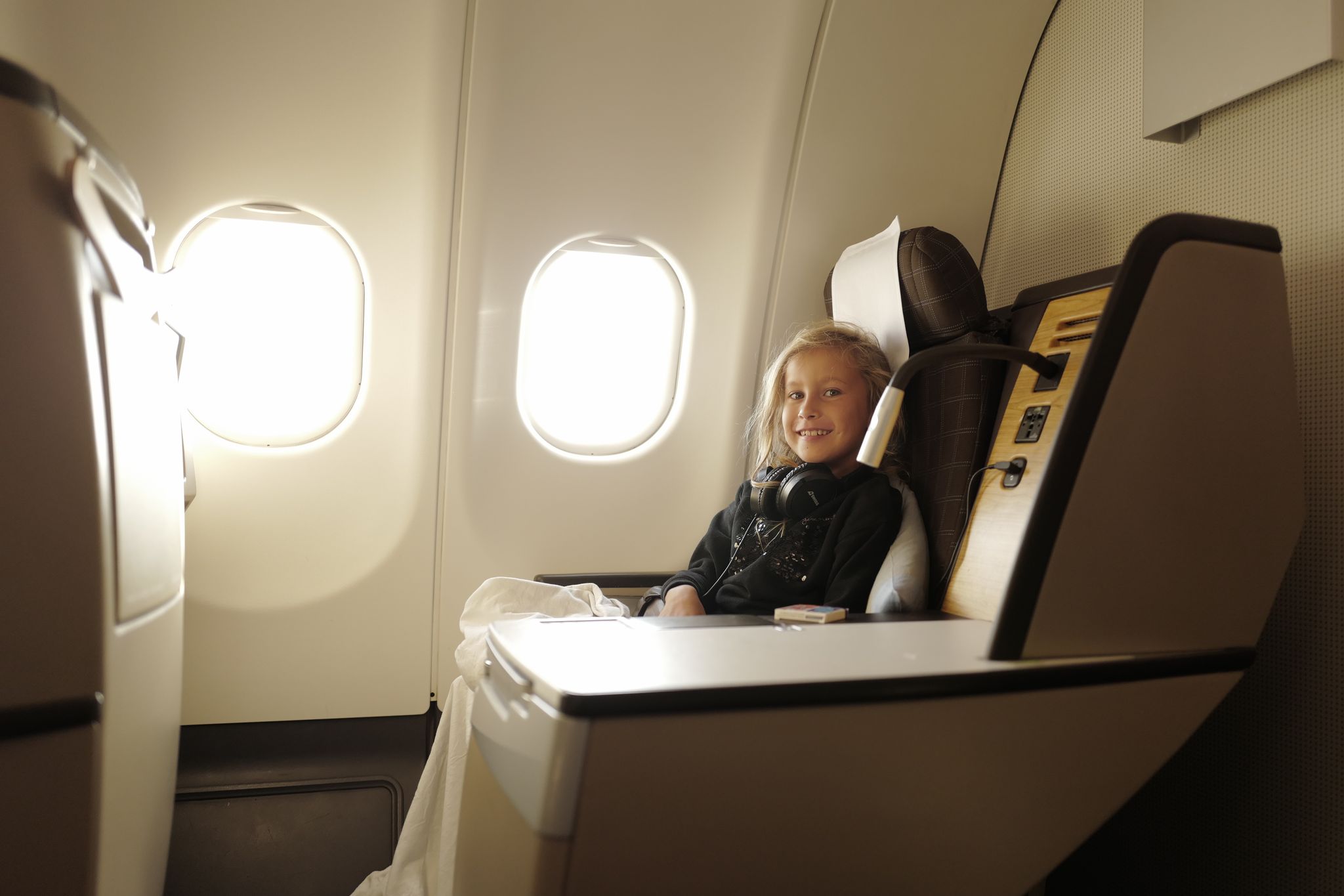Child traveling business class